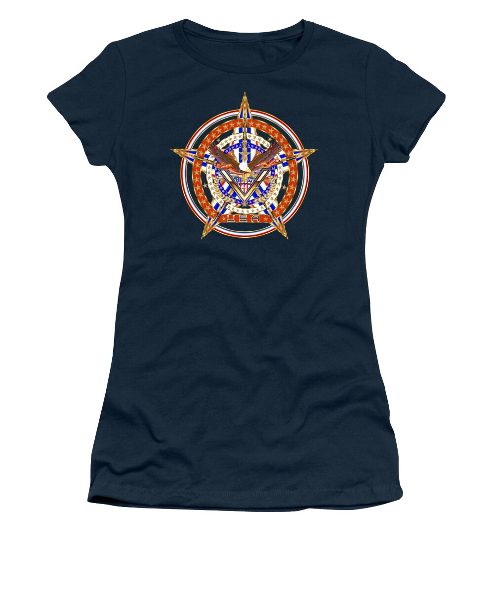  Women's T-Shirt featuring the digital art Patroitic-Veteran by Bill Campitelle