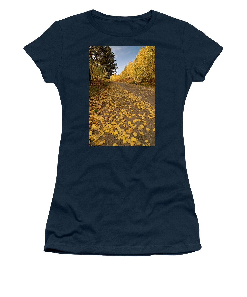 Grand Teton Women's T-Shirt featuring the photograph Paved in Gold by Steve Stuller