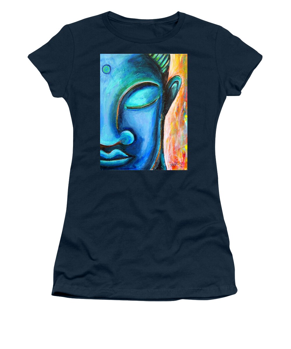 Buddha Women's T-Shirt featuring the painting Peaceful Blue by Kathy Strauss