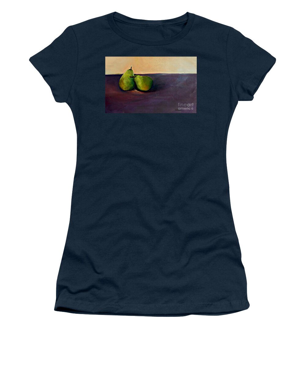 Oil Painting Women's T-Shirt featuring the painting Pears One on One by Daun Soden-Greene