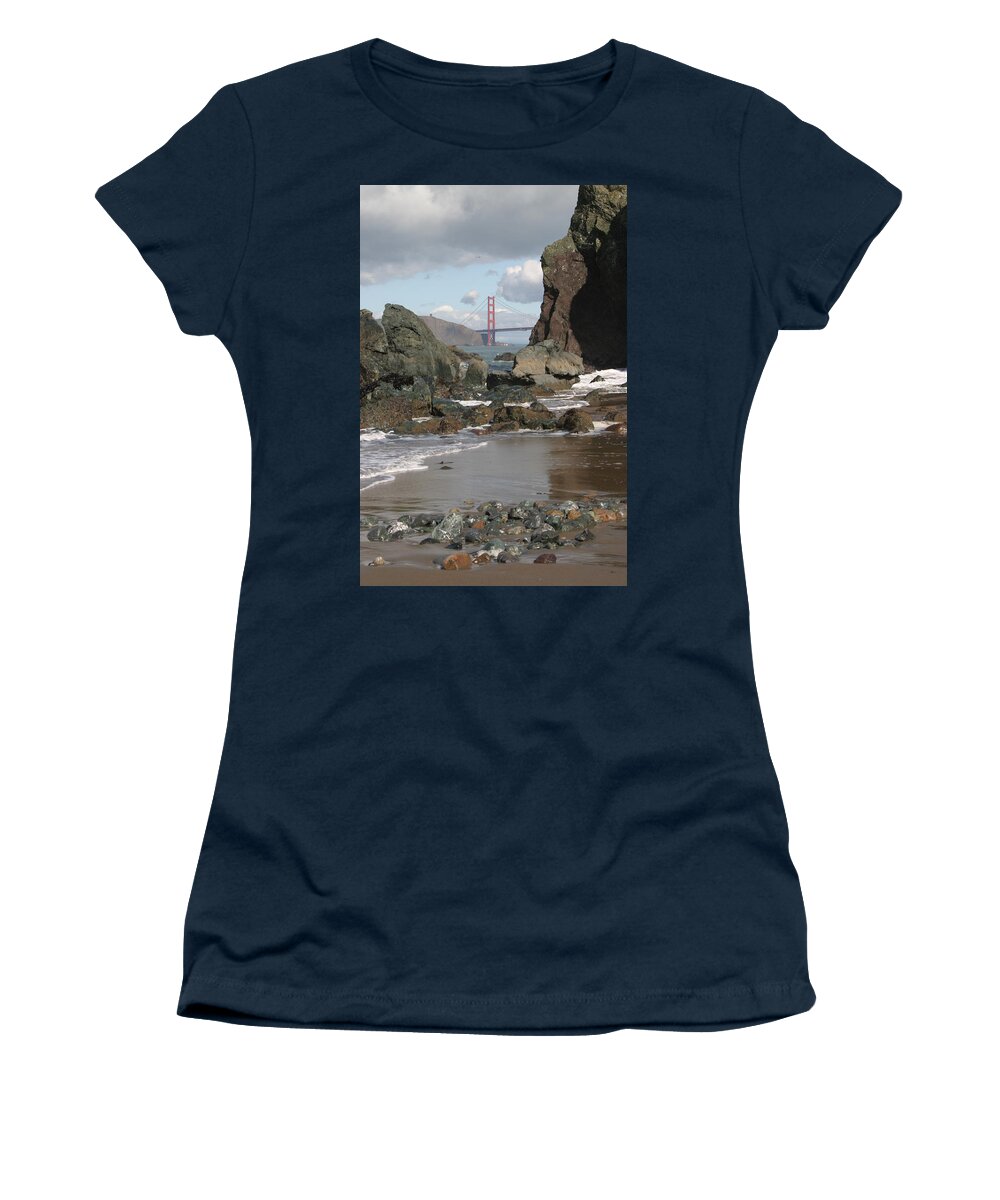 Golden Gate Bridge Women's T-Shirt featuring the photograph Peek-a-boo Bridge by Jeff Floyd CA