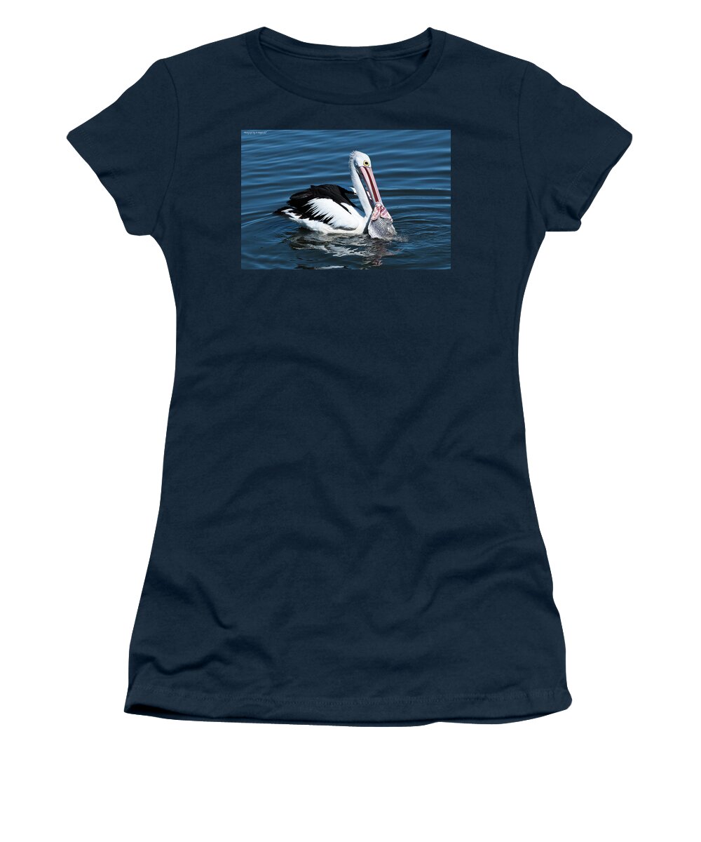 Pelican Photography Women's T-Shirt featuring the photograph Pelican fishing 6661 by Kevin Chippindall