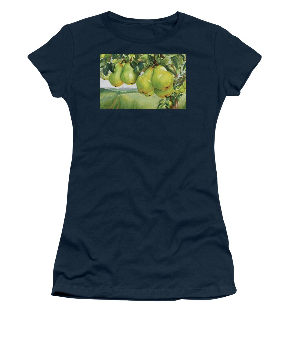 Pears Women's T-Shirt featuring the painting Pendulous Pears by Tara D Kemp