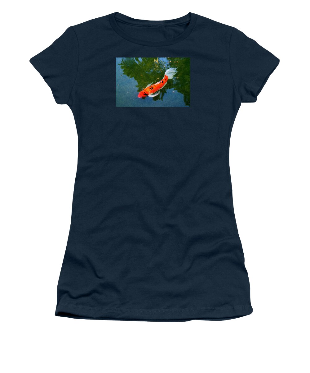 Bonnie Follett Women's T-Shirt featuring the photograph Pensive Koi by Bonnie Follett