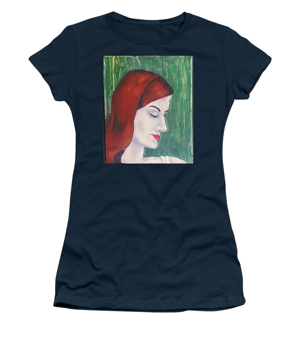 Woman Women's T-Shirt featuring the painting Pensive by Violet Jaffe