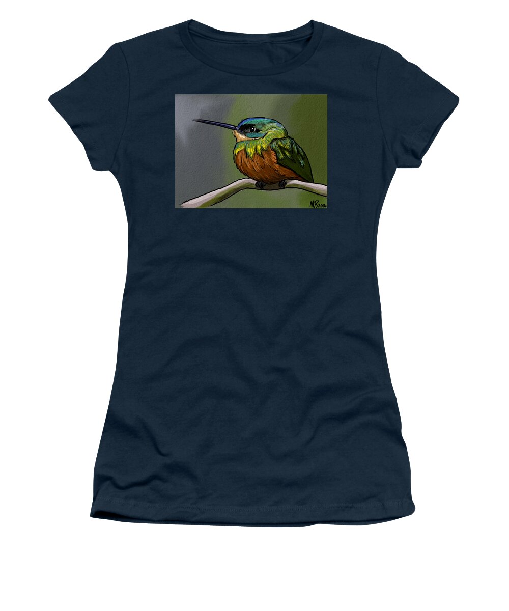 Birds Women's T-Shirt featuring the digital art Perched Hummingbird by Michael Kallstrom
