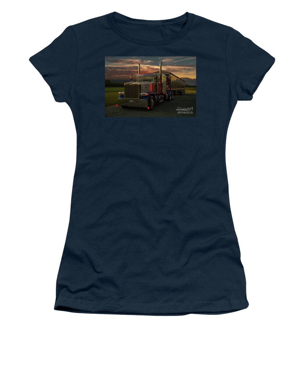 Big Rigs Women's T-Shirt featuring the photograph Peterbilt at Dusk by Randy Harris
