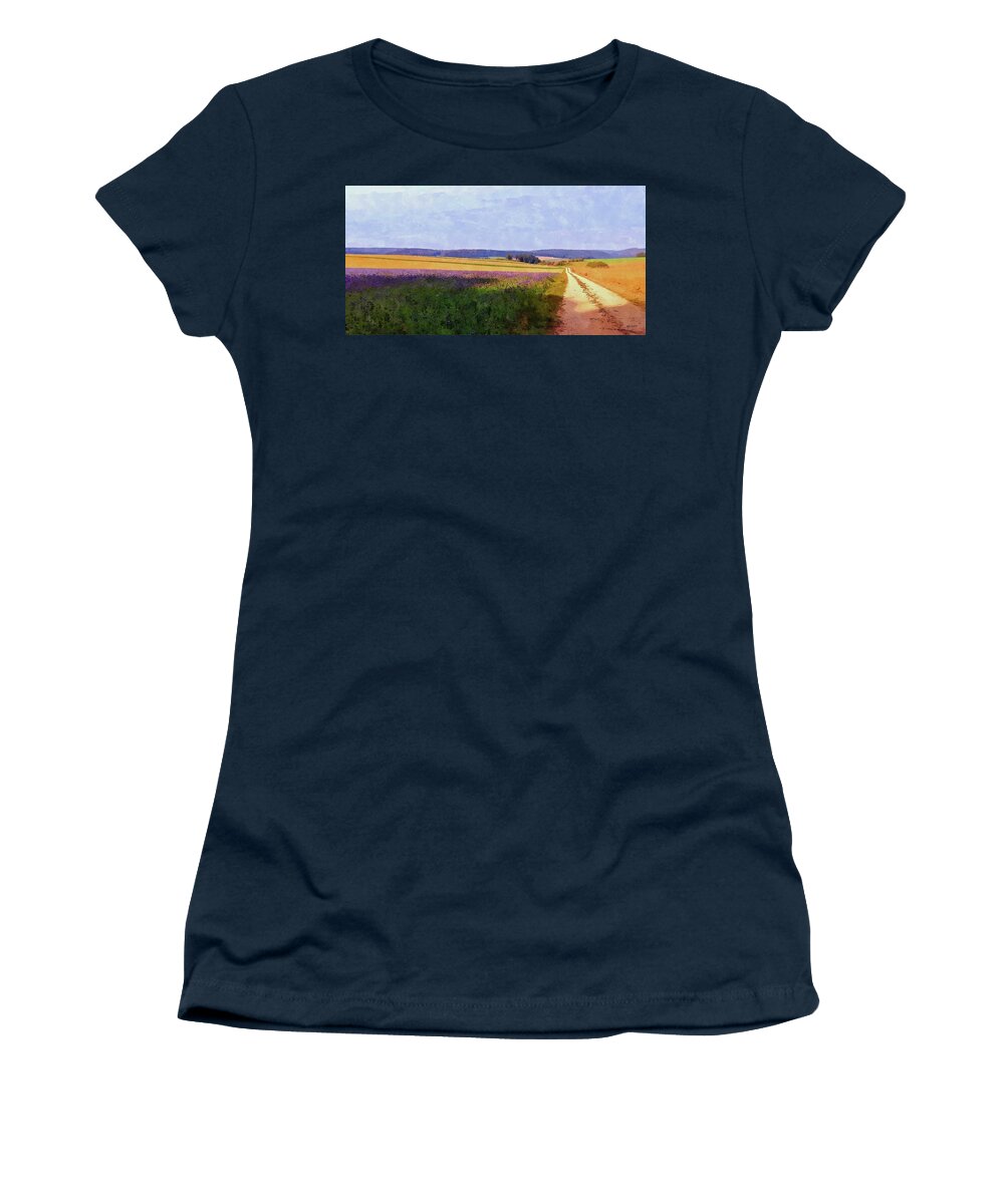 Phacelia Women's T-Shirt featuring the digital art Phacelia field by Wolfgang Schweizer