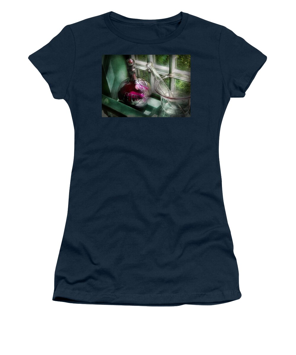 Hdr Women's T-Shirt featuring the photograph Pharmacy - The apothecary is open by Mike Savad