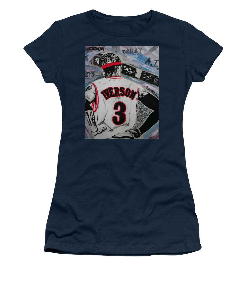 Iverson Women's T-Shirt featuring the painting Philly Legend by Antonio Moore