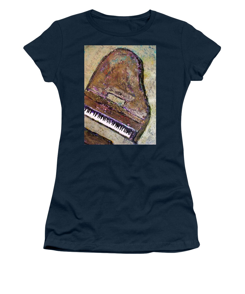 Piano Women's T-Shirt featuring the painting Piano in Bronze by Anita Burgermeister