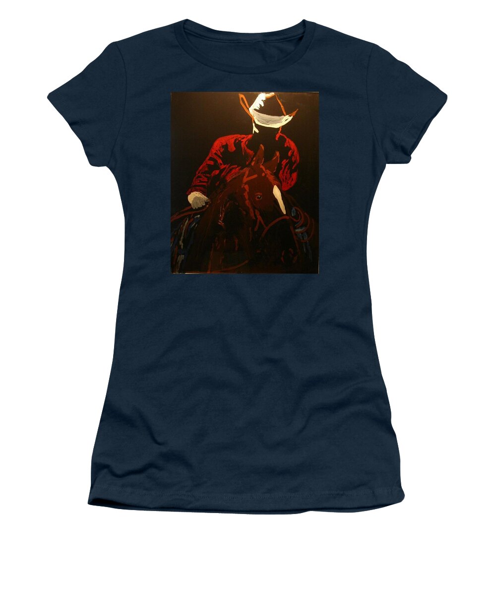 Western Art Women's T-Shirt featuring the painting Picking up Strays by Marilyn Quigley