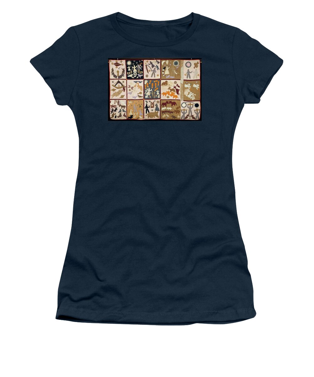 Pictorial Quilt American (athens Women's T-Shirt featuring the painting Pictorial quilt American by Harriet Powers