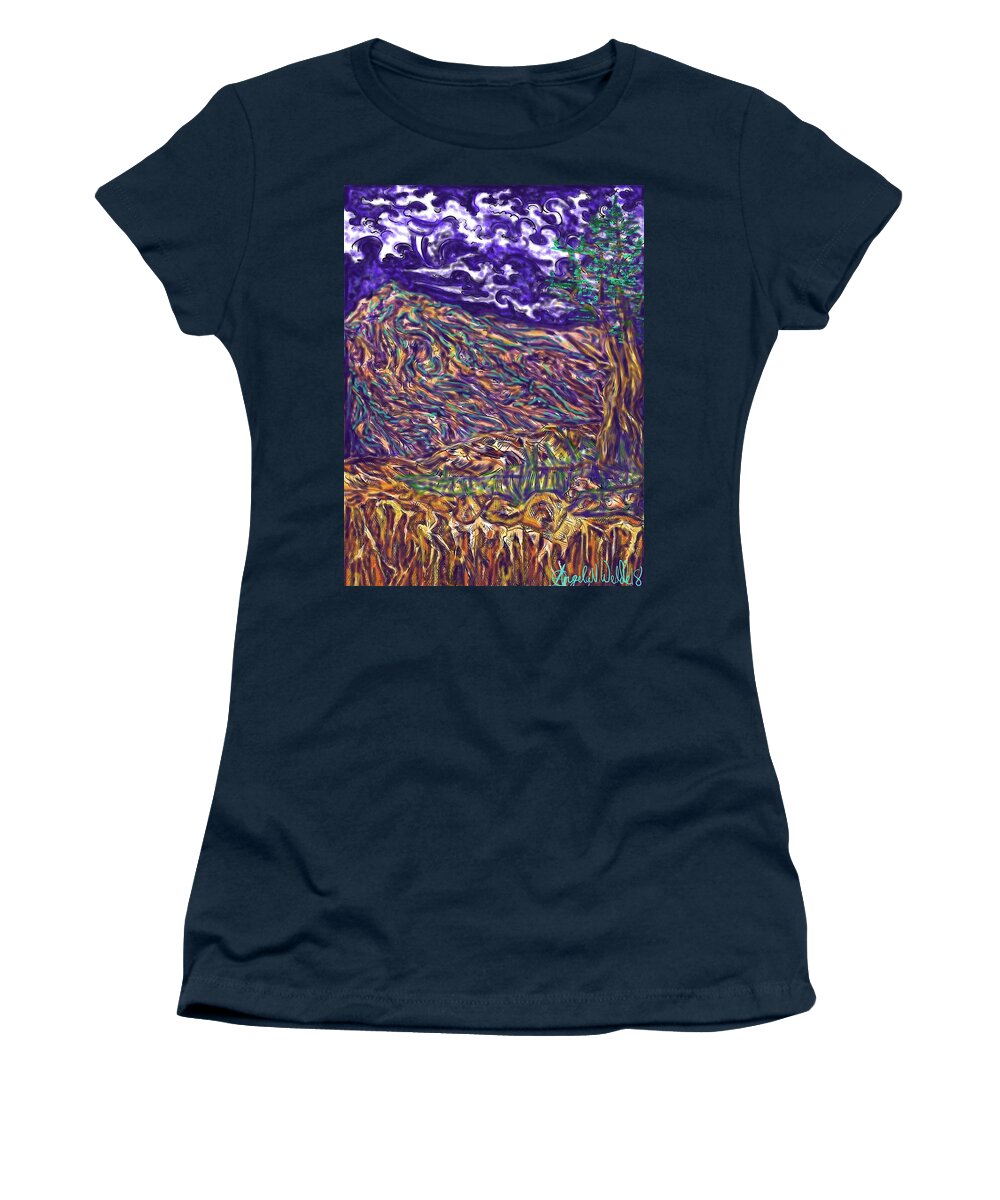 Landscape Women's T-Shirt featuring the digital art Pine Bluff by Angela Weddle