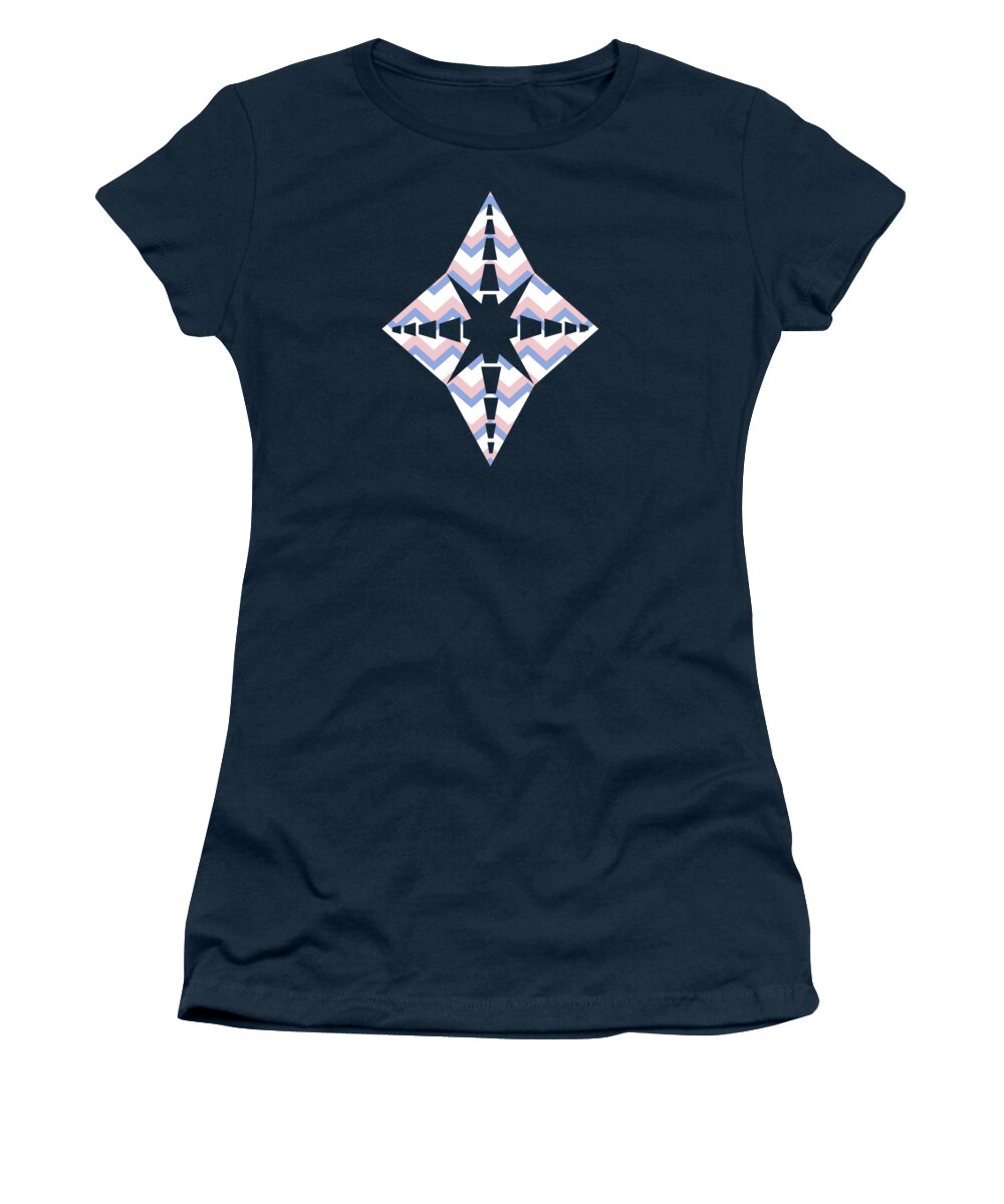 Chevron Women's T-Shirt featuring the mixed media Pink Blue Chevron Pattern by Christina Rollo