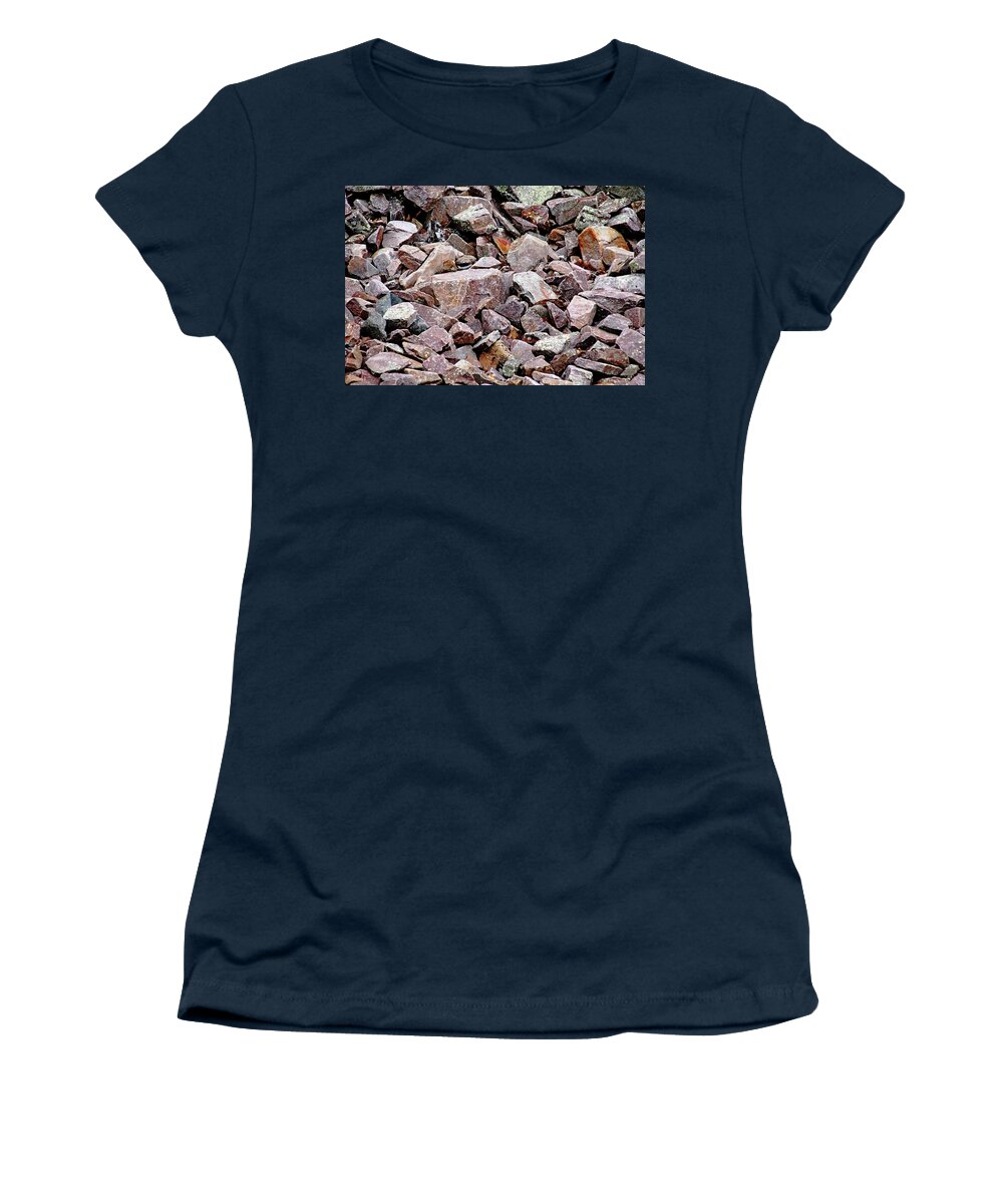 Granite Women's T-Shirt featuring the photograph Pink Granite Rock Abstract by Debbie Oppermann