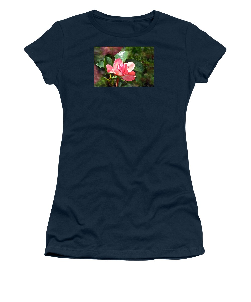 Roses Women's T-Shirt featuring the photograph Pink Roses in the Rain 2 by Janis Senungetuk