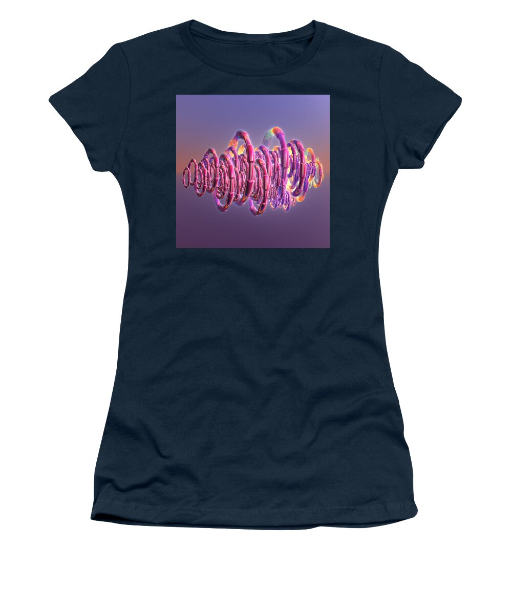 Digital Art Women's T-Shirt featuring the digital art Pink Swirls by Rosalie Scanlon