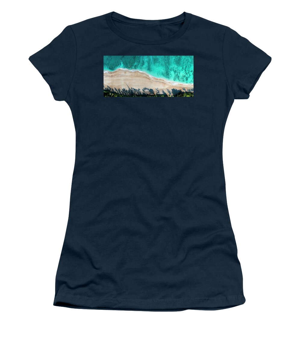 Pipeline Hawaii Beach Drone Women's T-Shirt featuring the photograph Pipeline Panorama by Leonardo Dale