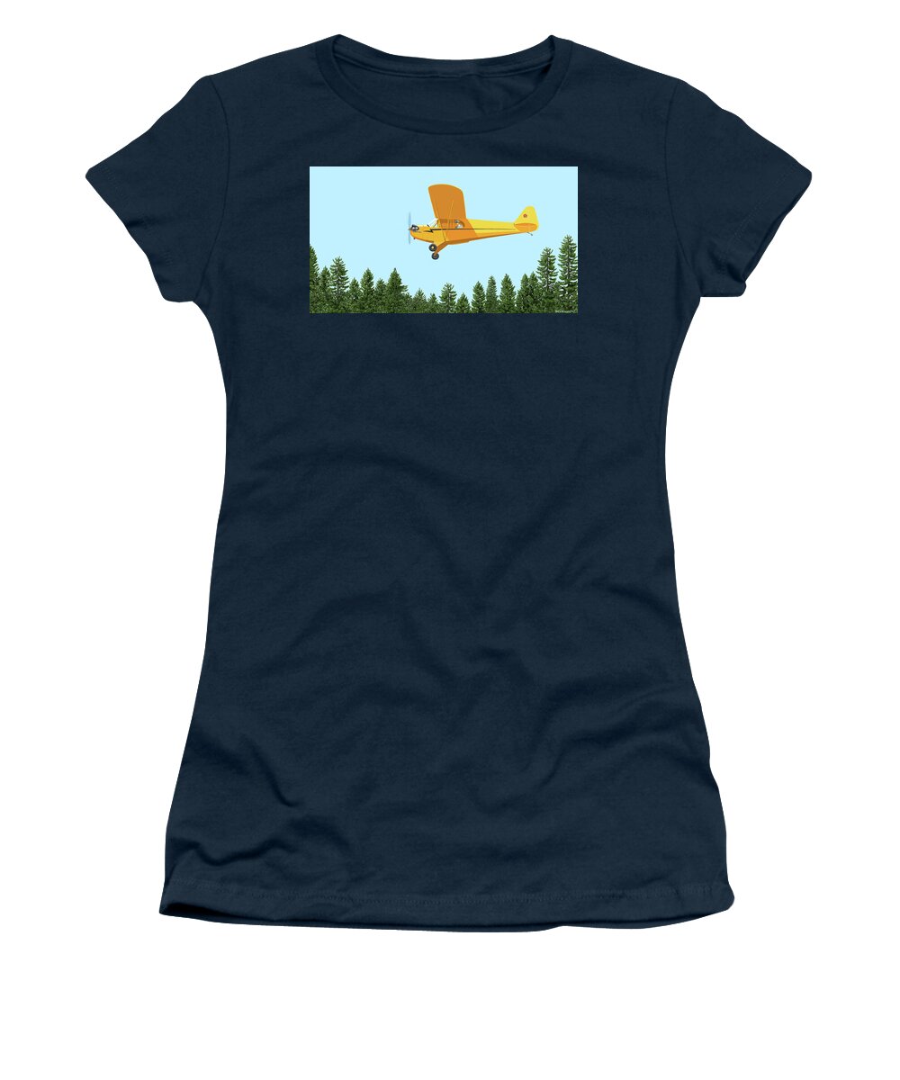 #faatoppicks Women's T-Shirt featuring the digital art Piper cub Piper j3 by Gary Giacomelli