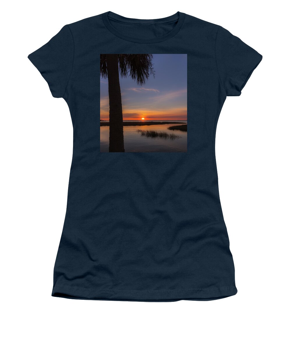 Pitt Street Bridge Women's T-Shirt featuring the photograph Pitt Street Bridge Palmetto Sunset by Donnie Whitaker