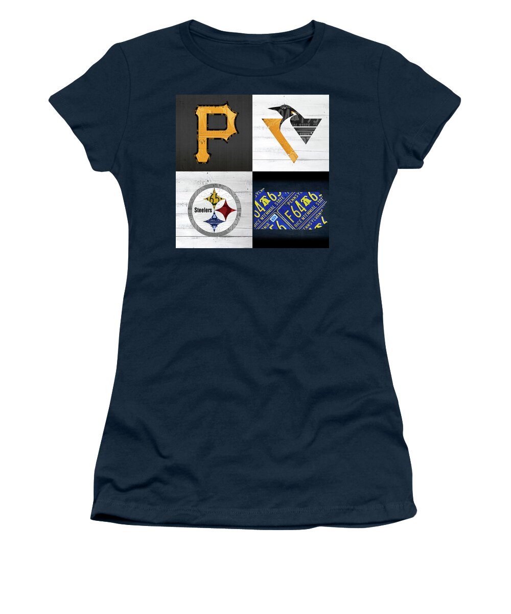 Pittsburgh Sports Team Logo Art Plus Pennsylvania Map Pirates Penguins  Steelers Women's T-Shirt by Design Turnpike - Fine Art America