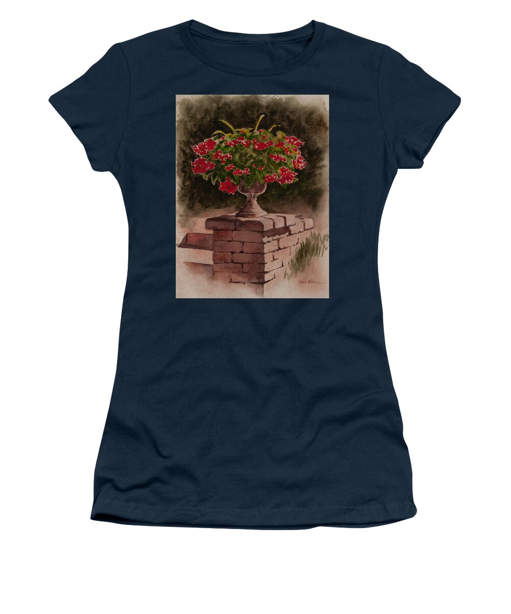 Floral Women's T-Shirt featuring the painting Planter Vignette by Heidi E Nelson