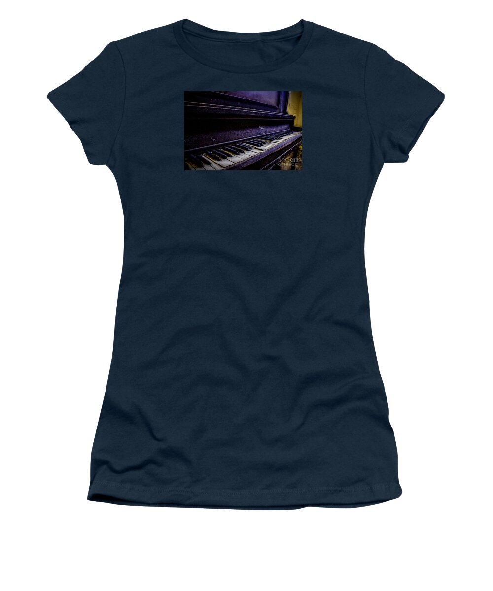 Piano Women's T-Shirt featuring the digital art Play It Again, Sam by Dan Stone