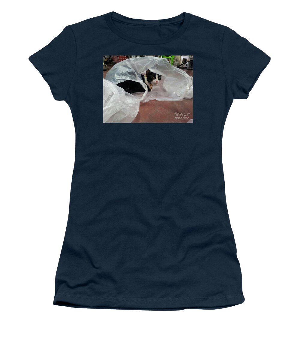 Gatchee Women's T-Shirt featuring the photograph Playing of A Cat by Sukalya Chearanantana