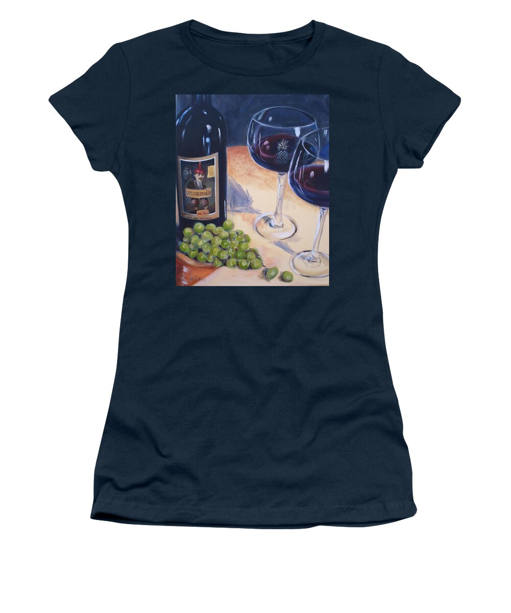 Wine Women's T-Shirt featuring the painting Plungerhead by Donna Tuten