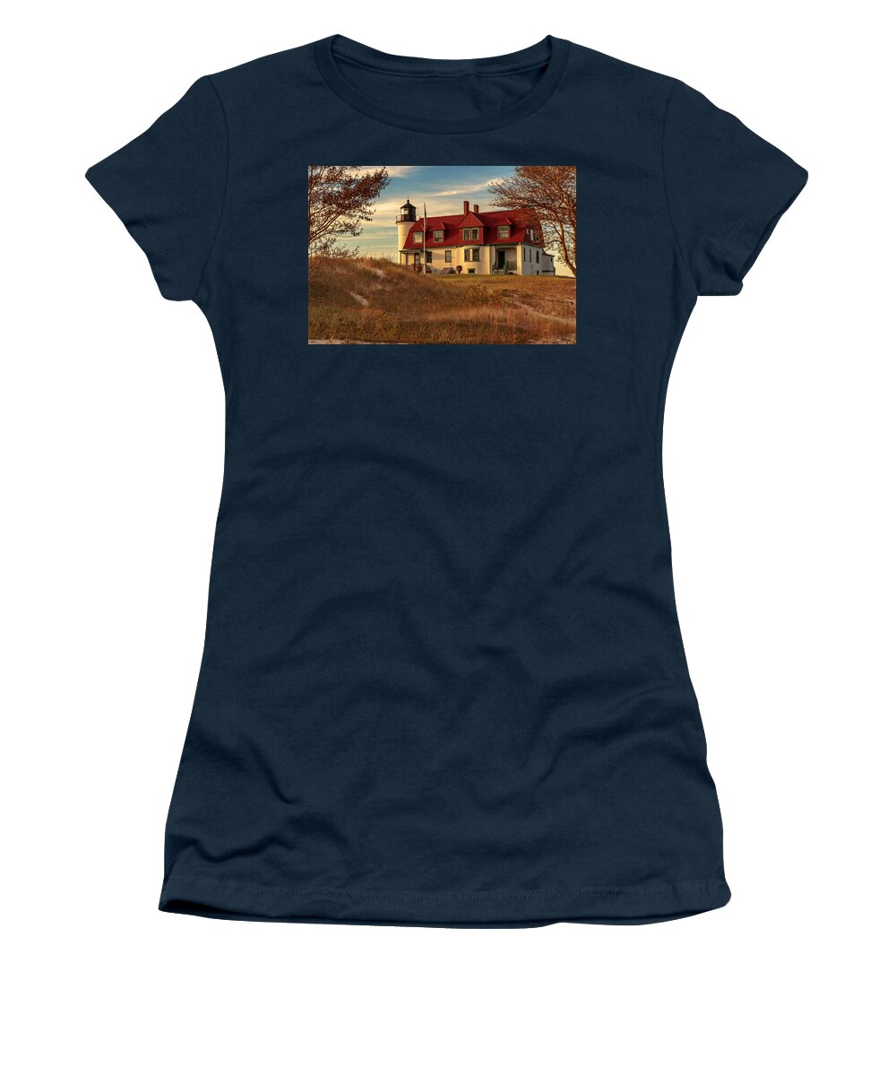 Lighthouse Women's T-Shirt featuring the photograph Point Betsie Light by Susan Rissi Tregoning