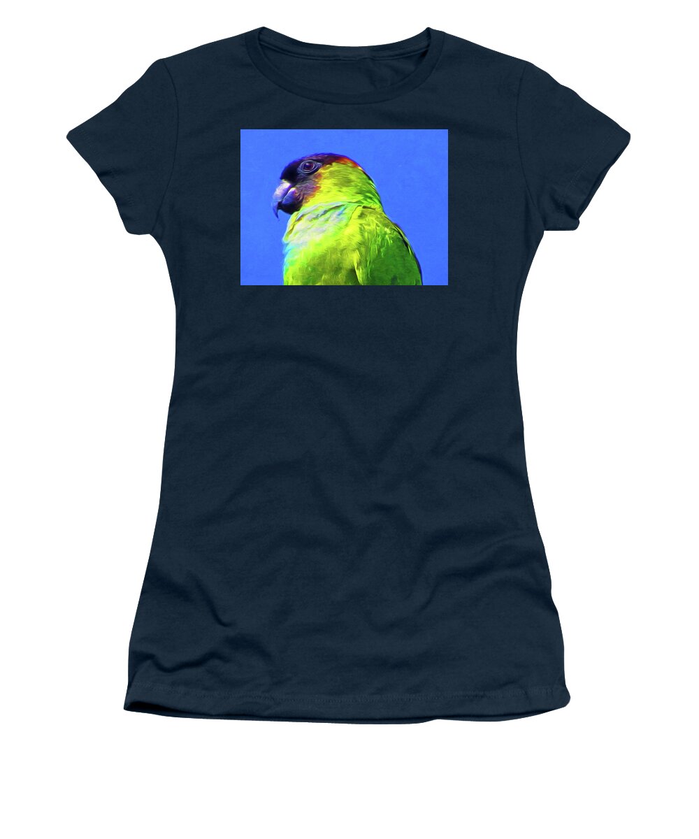 Nanday Parakeet Women's T-Shirt featuring the painting Polly the Parakeet by A H Kuusela