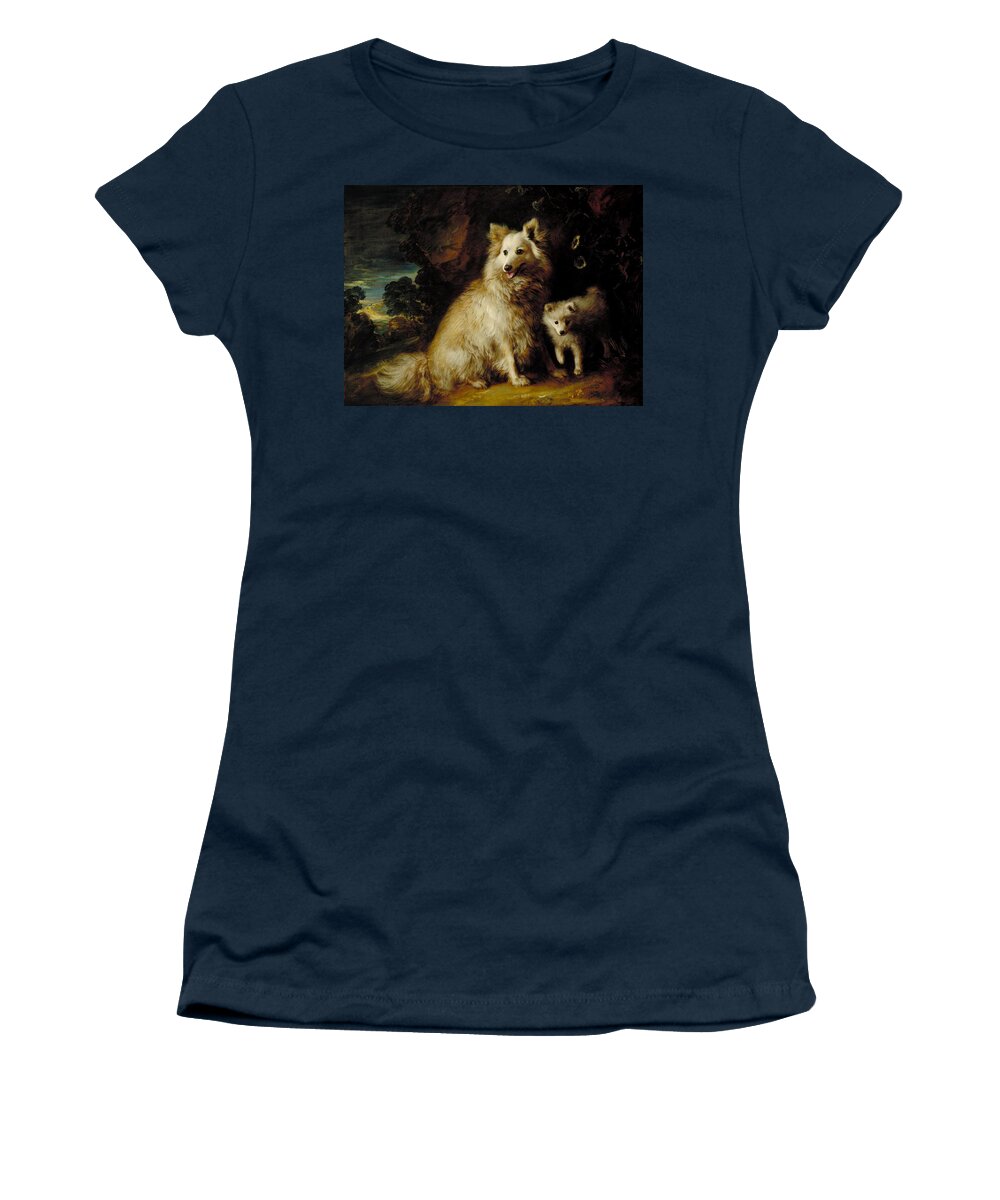 Thomas Gainsborough Women's T-Shirt featuring the painting Pomeranian Bitch and Puppy by Thomas Gainsborough