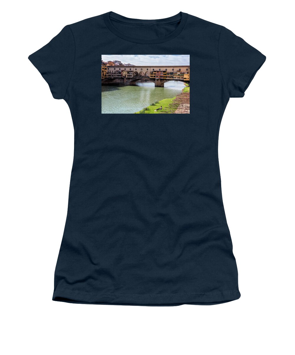 Joan Carroll Women's T-Shirt featuring the photograph Ponte Vecchio Florence Italy II by Joan Carroll