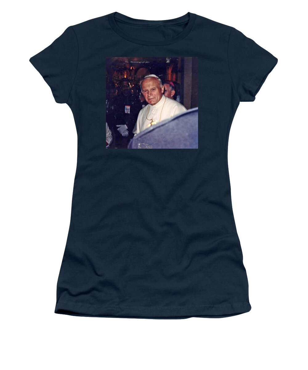Pope Women's T-Shirt featuring the photograph POPE JOHN PAUL ll NOVEMBER 1, 1979 by Jay Milo