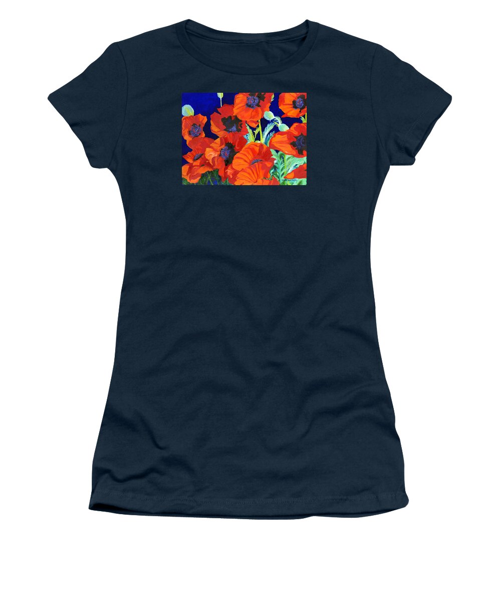 Orange Poppies Women's T-Shirt featuring the painting Poppies by Brenda Beck Fisher