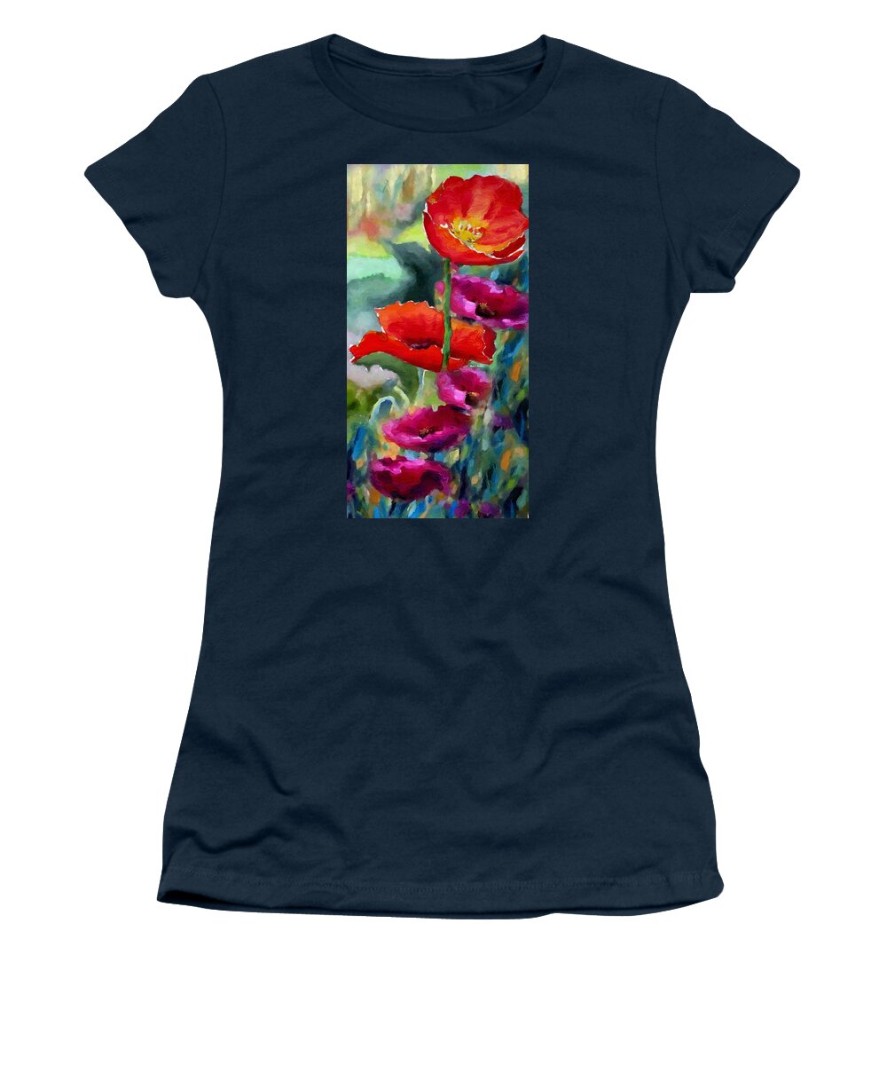 Rafael Salazar Women's T-Shirt featuring the painting Poppies in watercolor by Rafael Salazar