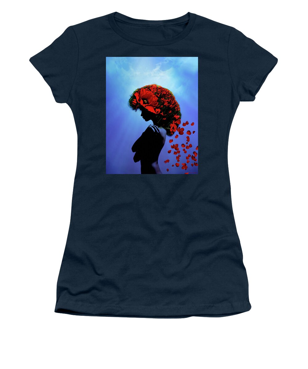 Girl With Poppy Women's T-Shirt featuring the digital art Poppy Girl by Lilia D