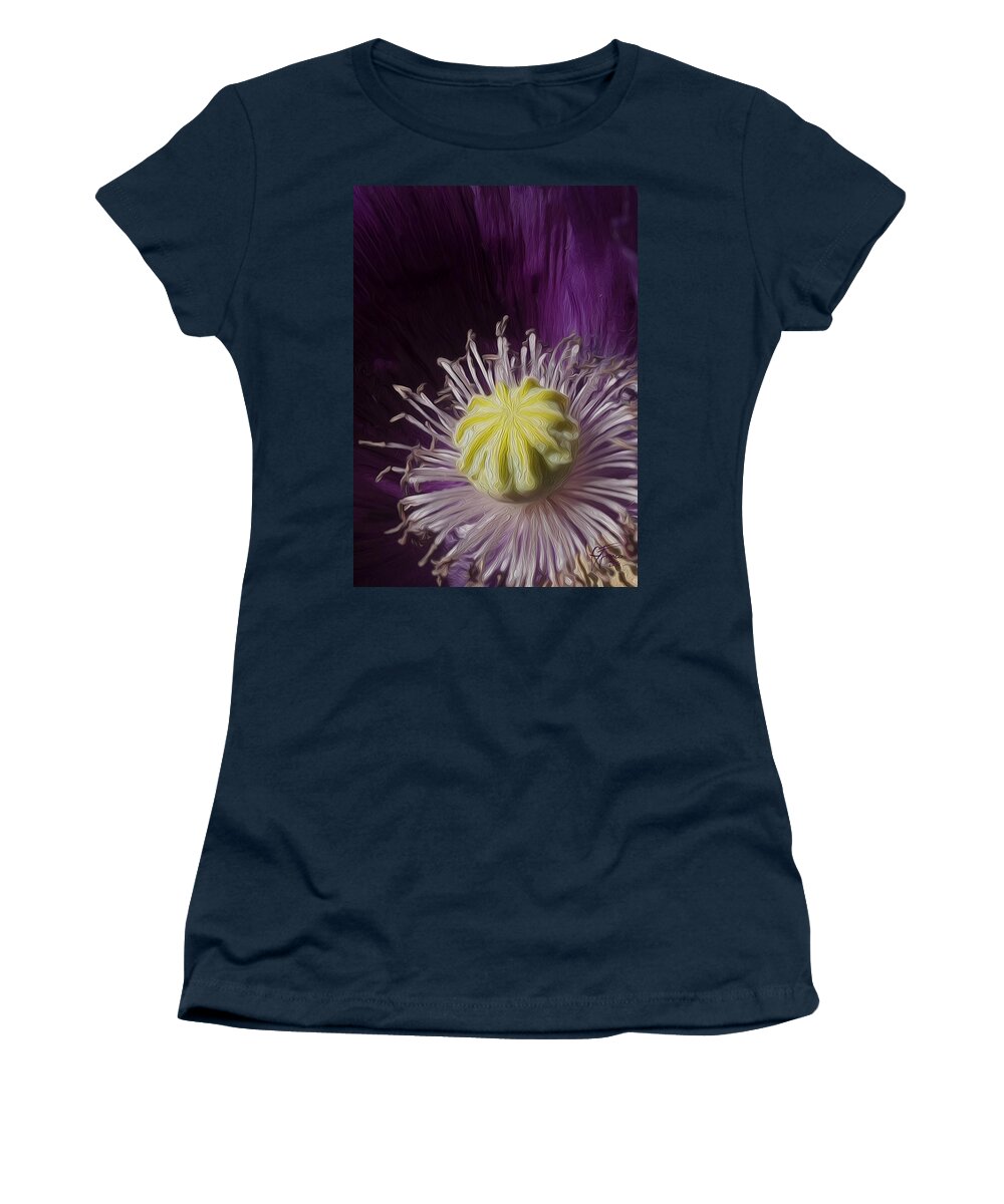 Floral Women's T-Shirt featuring the digital art Poppy heart by Vincent Franco