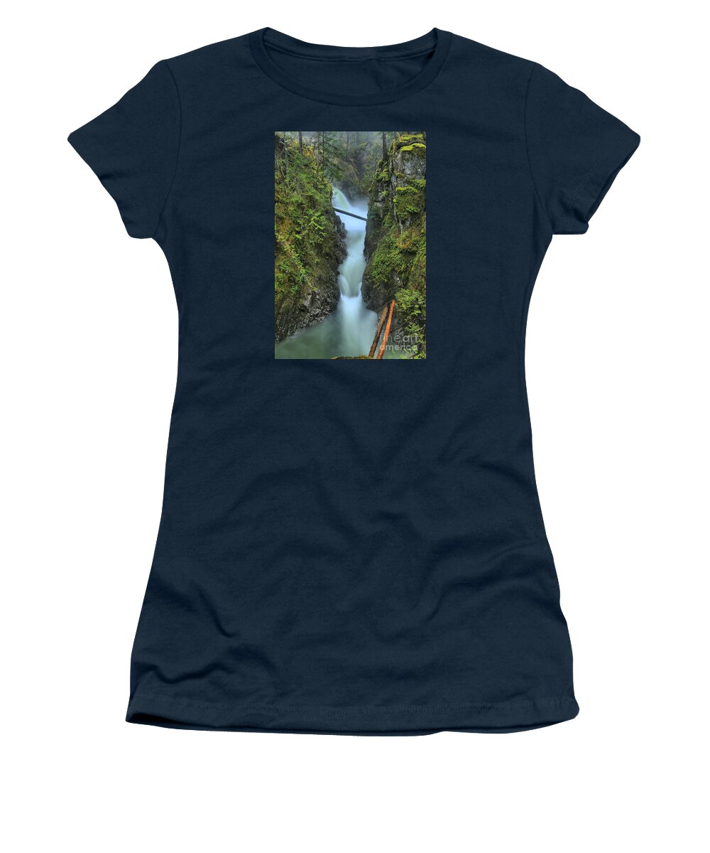Qualicum Women's T-Shirt featuring the photograph Port Alberni Rainforest Waterfall by Adam Jewell