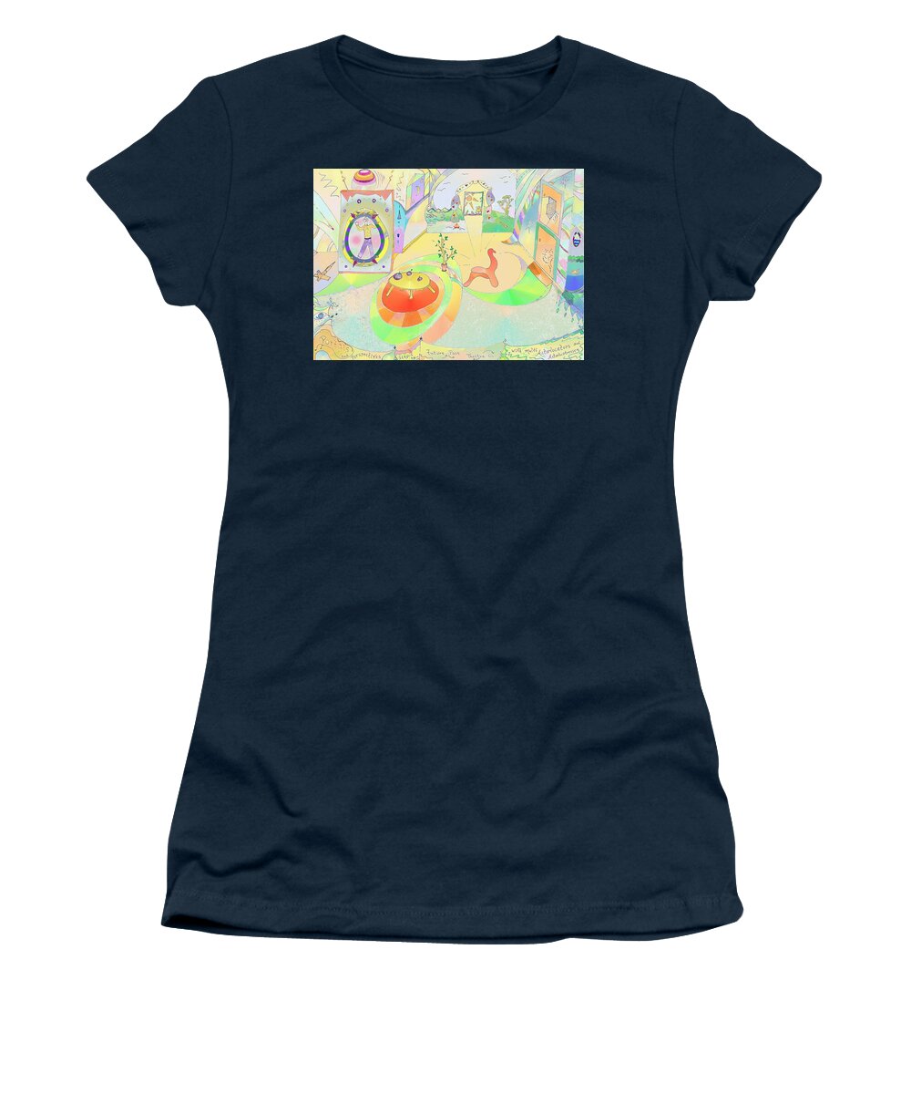 Spiral Women's T-Shirt featuring the drawing Portals and Perspectives by Julia Woodman