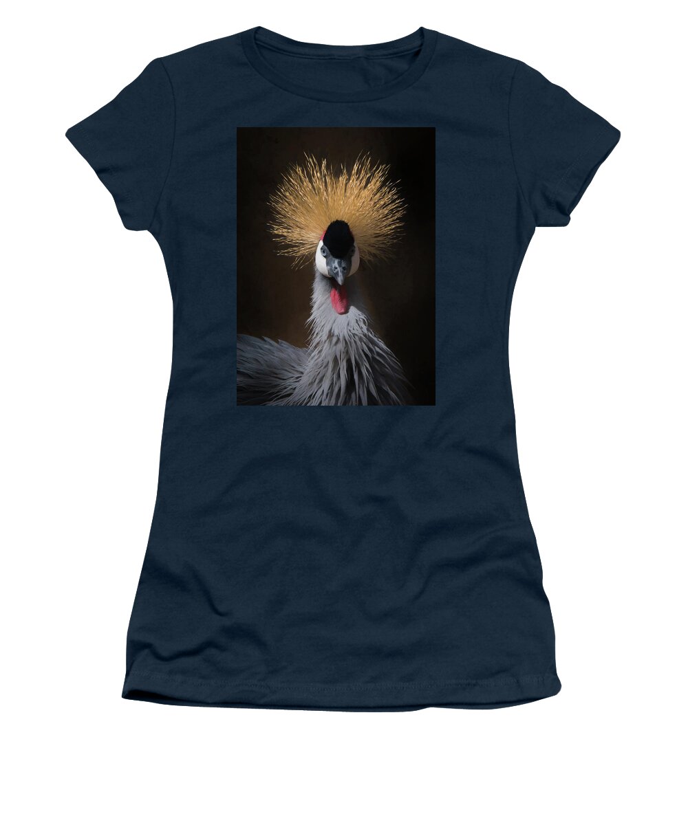 African Crowned Cranes Women's T-Shirt featuring the digital art Portrait of a Crowned Crane 2 by Ernest Echols