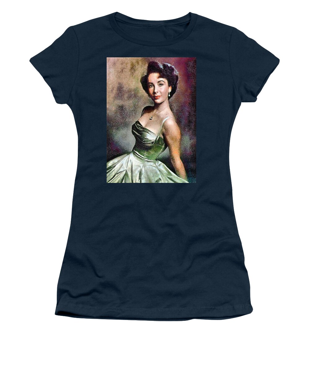 Portrait Women's T-Shirt featuring the digital art Portrait of Elizabeth Taylor by Charmaine Zoe