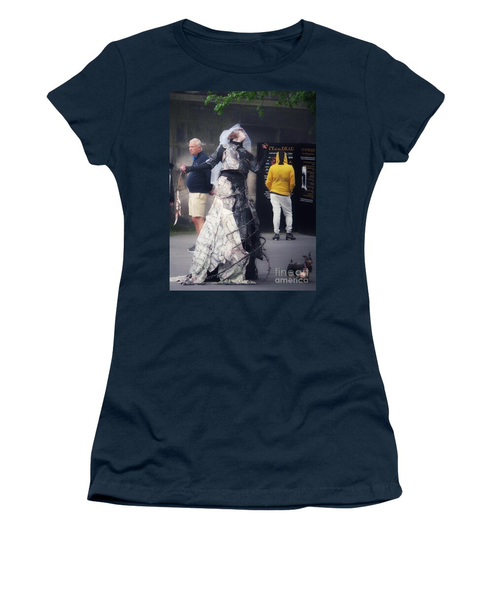 Streetscape Women's T-Shirt featuring the photograph Poses for Pence by Diana Rajala