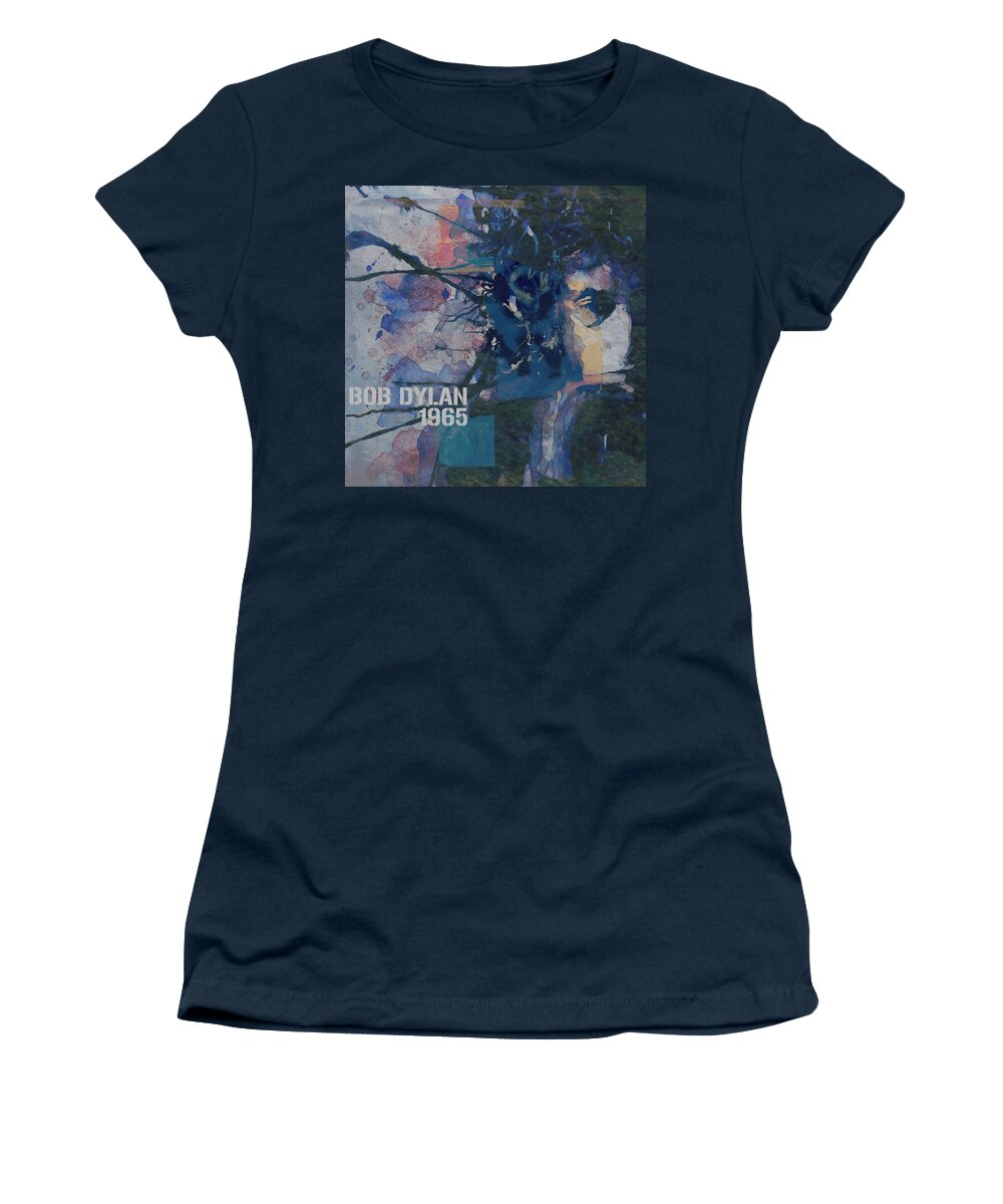 Bob Dylan Women's T-Shirt featuring the painting Positively 4th Street by Paul Lovering