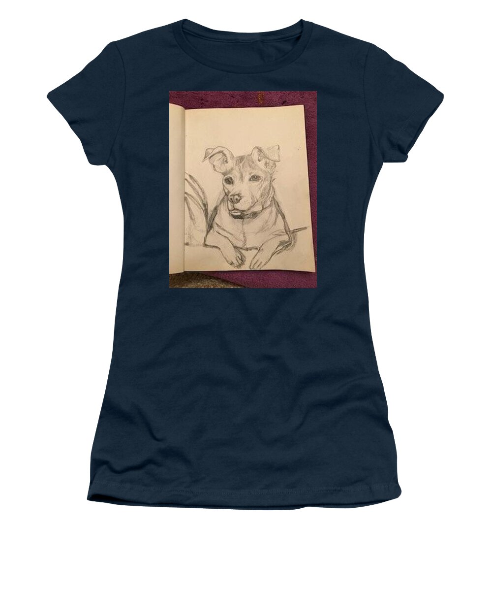 Big Chihuahua Sketch Women's T-Shirt featuring the drawing Potty Sketch by Michell Givens