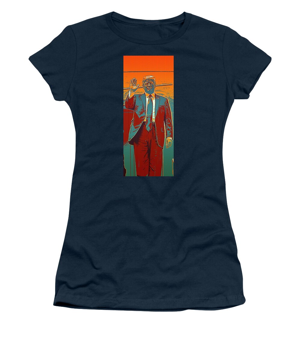Man Women's T-Shirt featuring the painting President Donald Trump Portrait Series 7 by Celestial Images