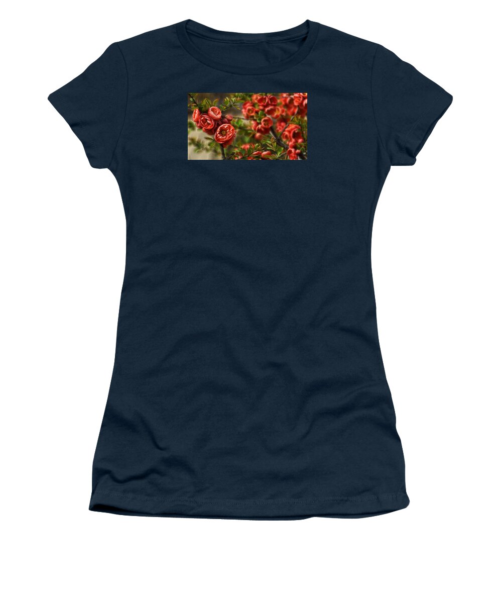 Fractals Women's T-Shirt featuring the photograph Pretty in Red by Cameron Wood