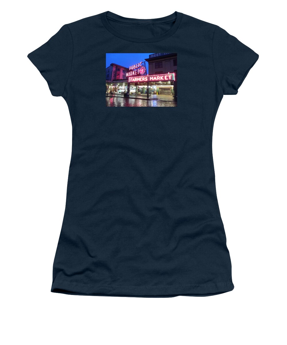 Public Market Women's T-Shirt featuring the photograph Public Market, Seattle by FD Graham
