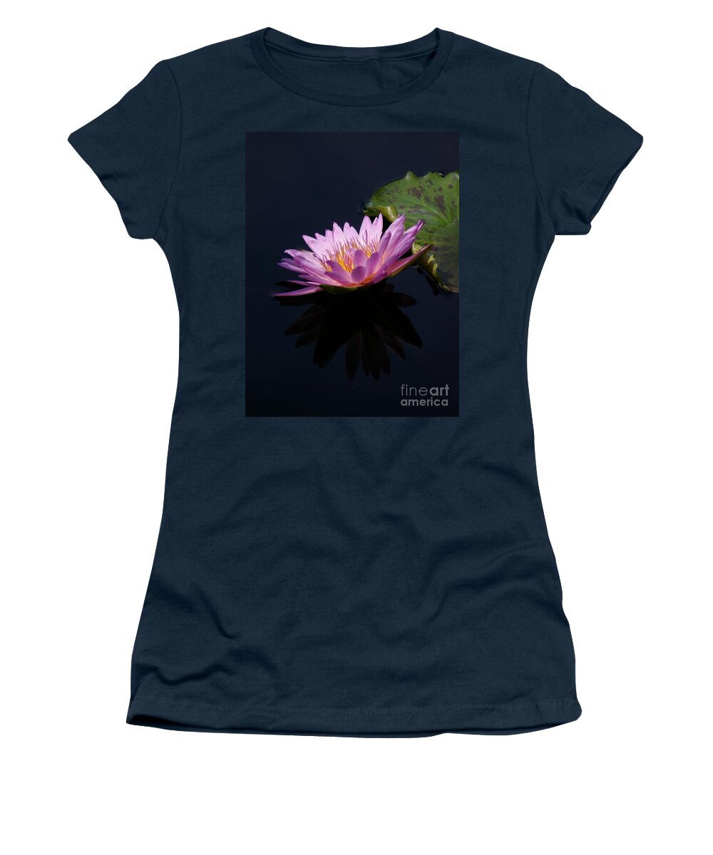 Purple Women's T-Shirt featuring the photograph Purple and Yellow Lotus Waterlily by Jackie Irwin